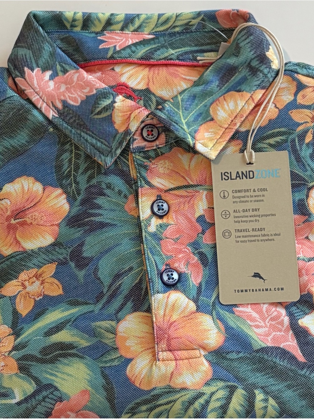 Tommy Bahama Toucan Paradise IslandZone Pima Cotton Blend Polo Men Shirt Medium